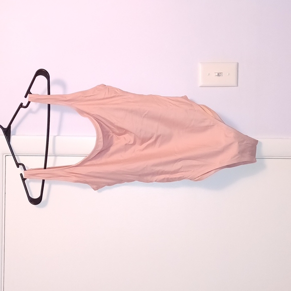 New Women's Madewell Pink Icing Second Wave Square Neck Tank One Piece Swimsuit - Picture 3 of 6